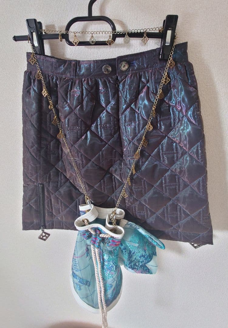 hazama 夜空に駆ける透明彩度のキルティングスカート XS カバン