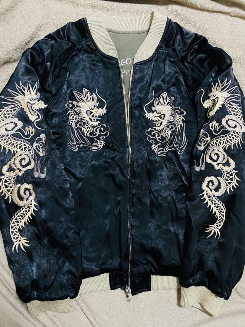 龍 蛇 スカル 日本限定版 スカジャン vintage unisex レーヨン