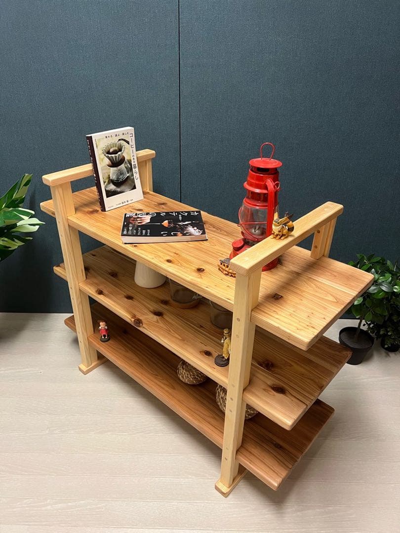 【在庫整理】 オープンラック 本棚 小物置き 杉 ナチュラル 3段