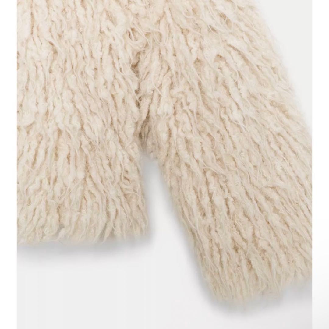 zara ブラッシュドフリンジニットジャケット M エクリュ　新品未使用