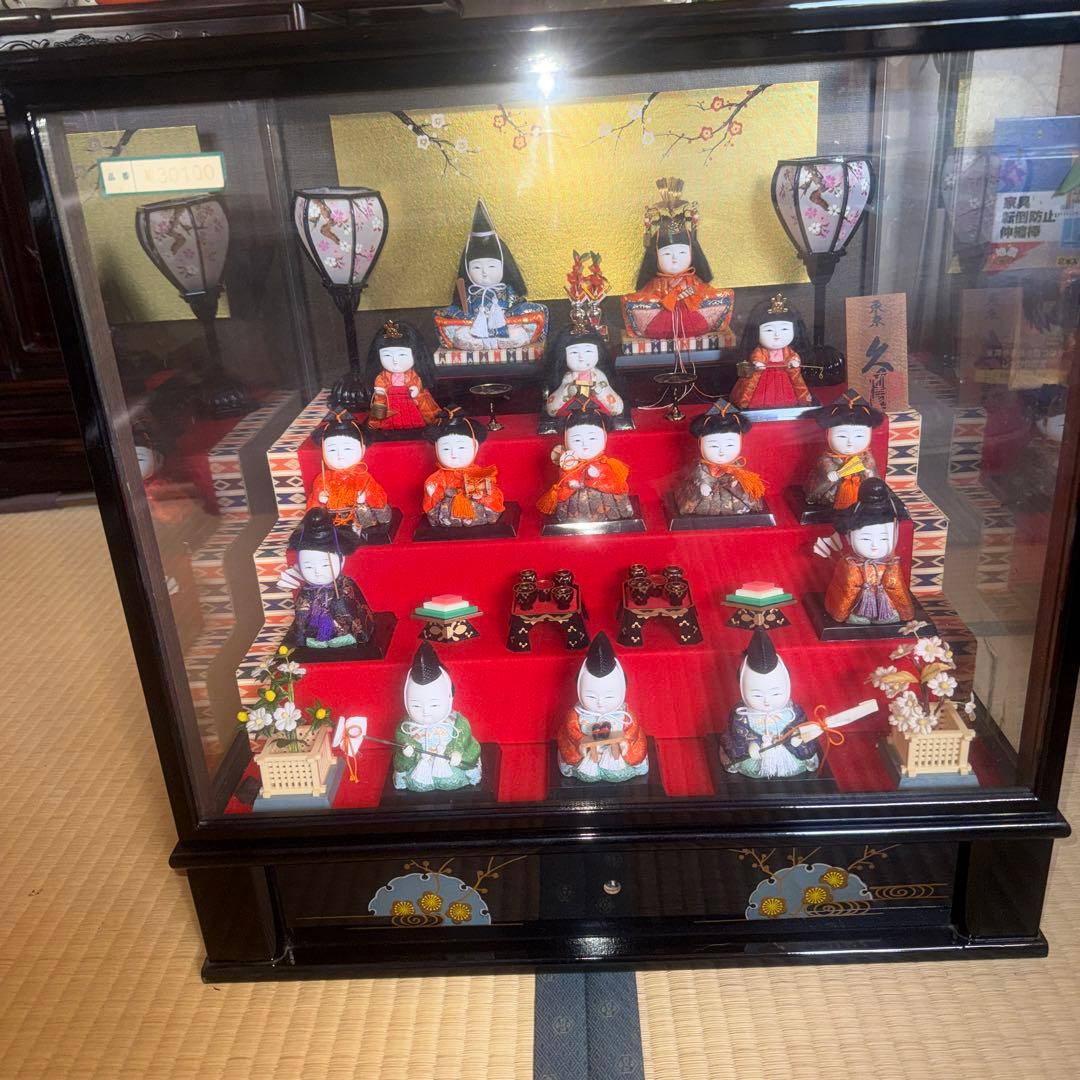 久月木目込5段飾り雛人形セット 伝統的デザイン ケース付き