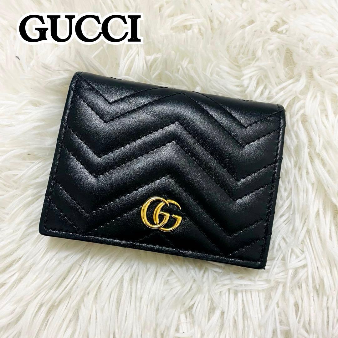 極美✨GUCCI 二つ折り財布 キルティング マーモントGG レザー
