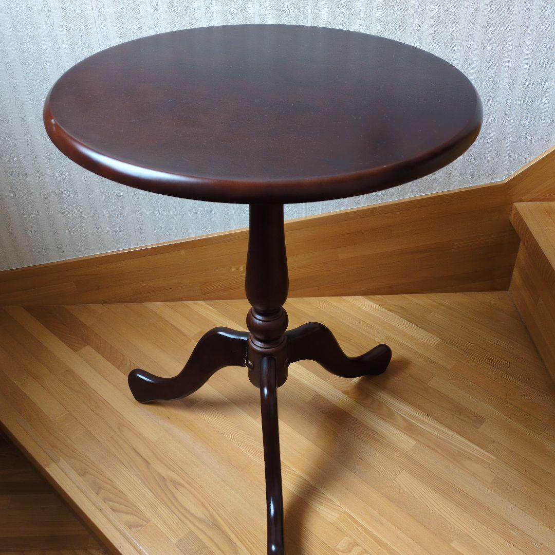 木製 ダークブラウン 円形センターテーブル