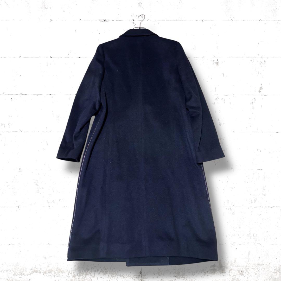美品　カシミヤ 100% blanc vert ダブルブレスト　ロングコート　L