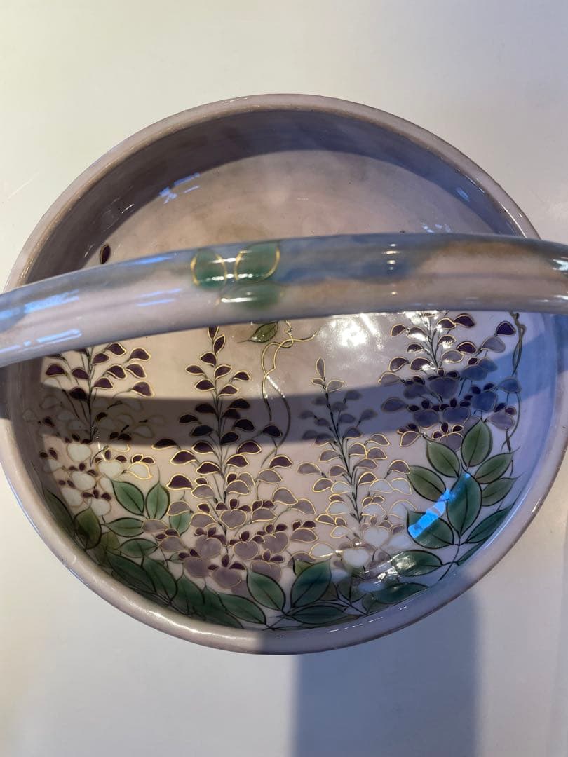 陶葊　陶あん　取手付き器　藤の花