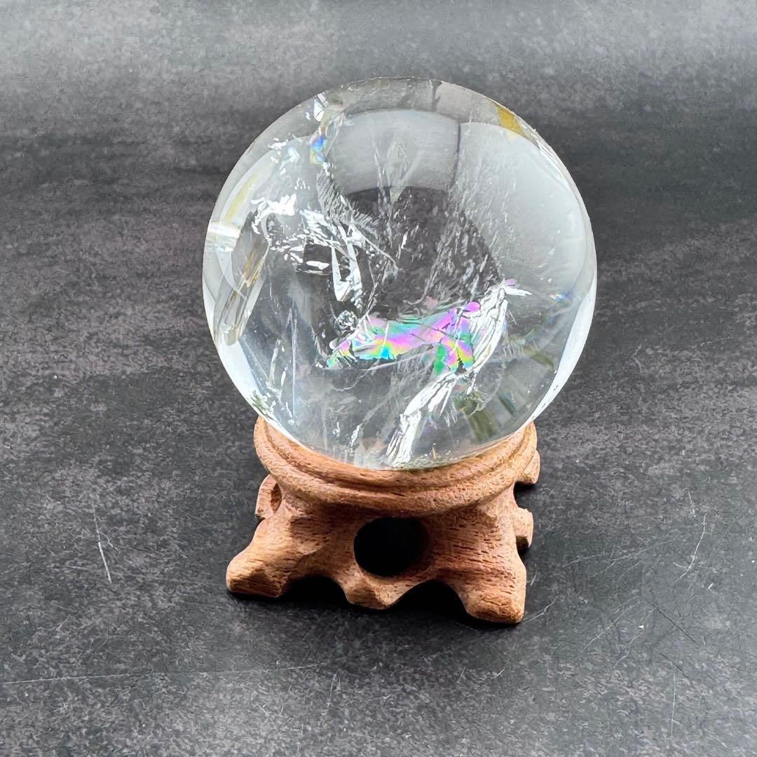 M-42虹入りガーデンクォーツ丸玉　水晶スフィア　天然石　クリスタル58mm