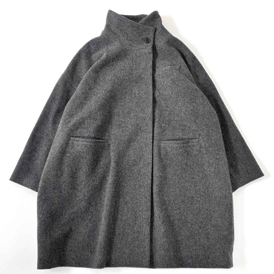 mizuiroind ミズイロインド ウール スタンドカラー コート ロング