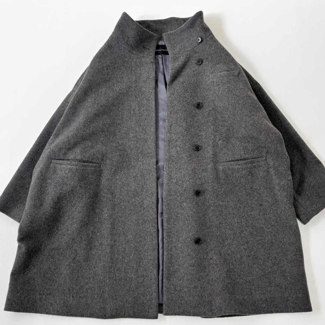 mizuiroind ミズイロインド ウール スタンドカラー コート ロング