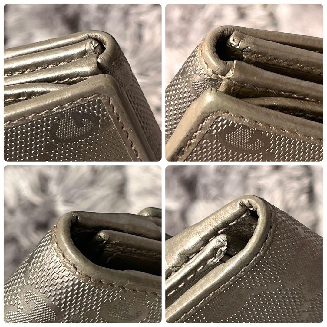 美品✨GUCCI インプリメ　GG柄　メタリックシルバー　グレー　メンズ　長財布