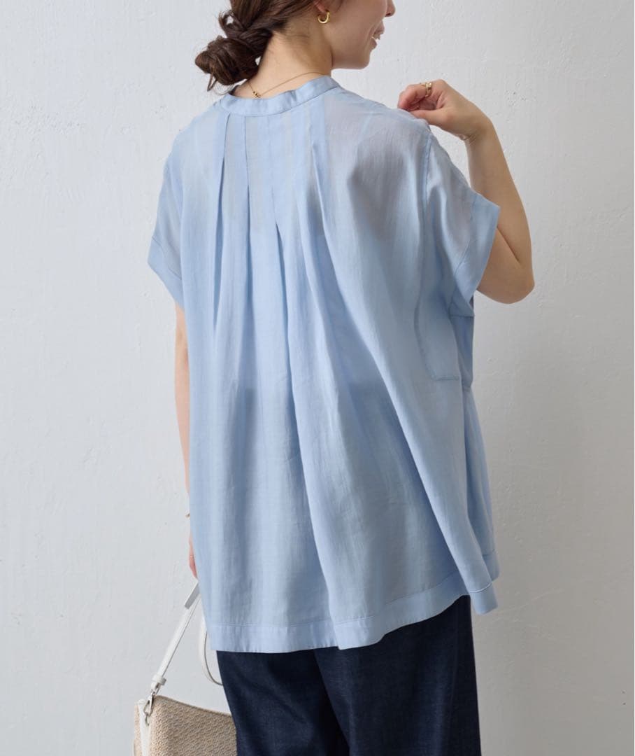 【美品】BEARDSLEY パール釦フレンチブラウス　半袖