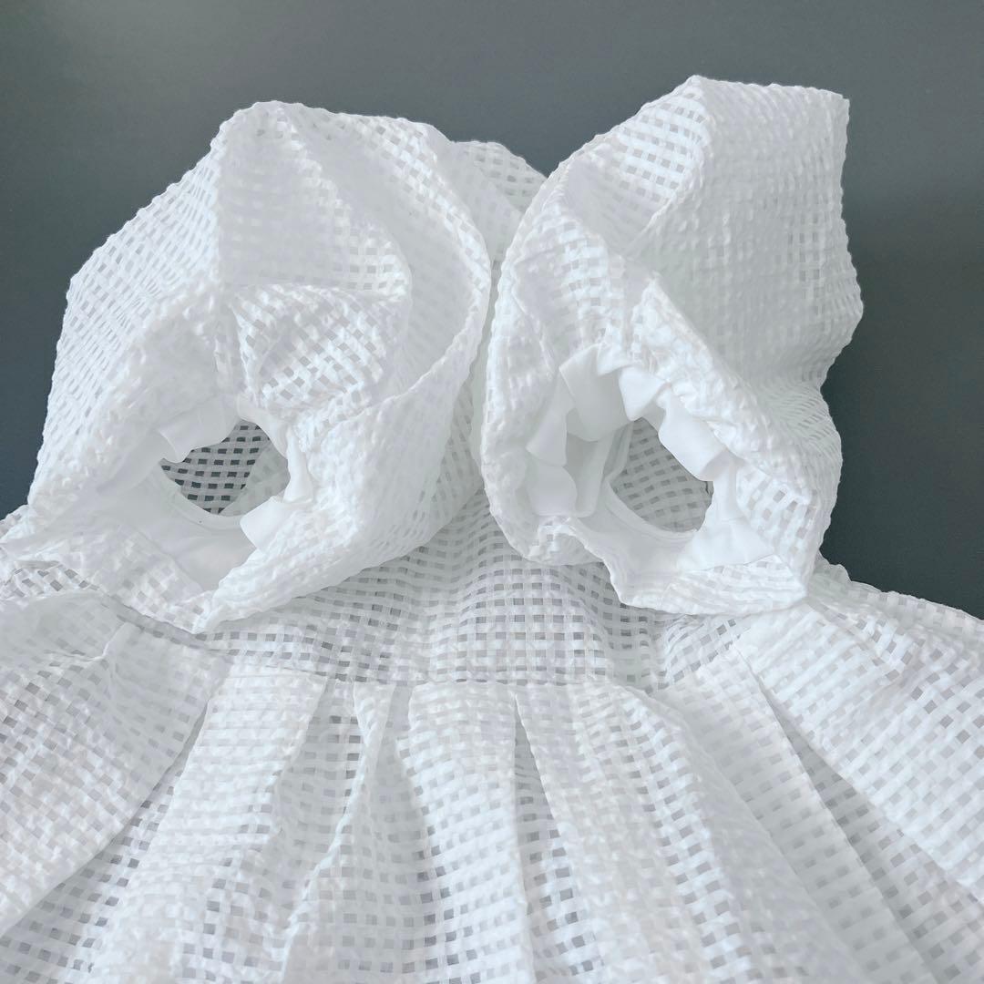 チェックシアー　MARONENONFEE　マーロンエノンフィ　バルーンスリーブ