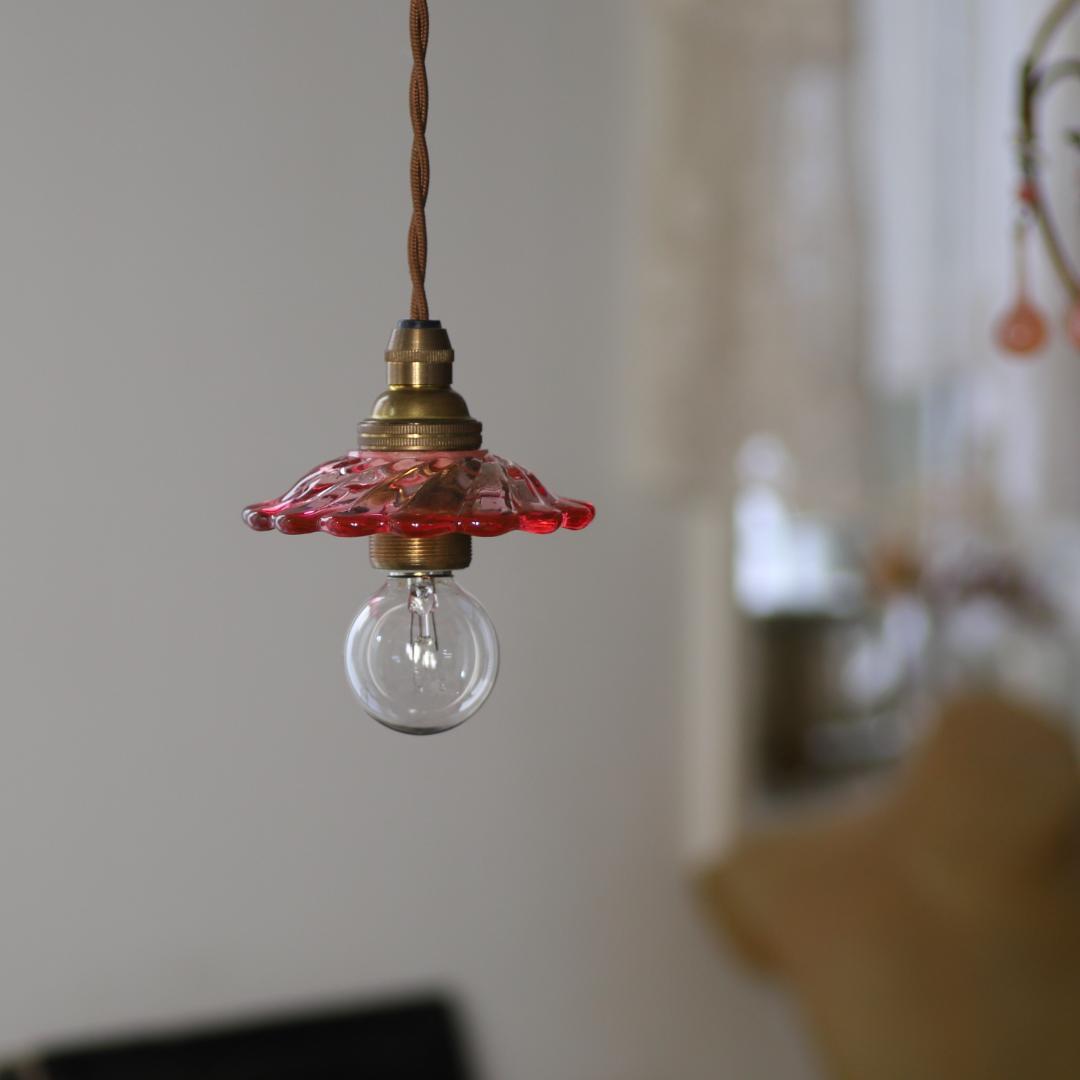 C*フランスアンティーク　オールドバカラ ローズミニシャンデリアシェード/ランプ