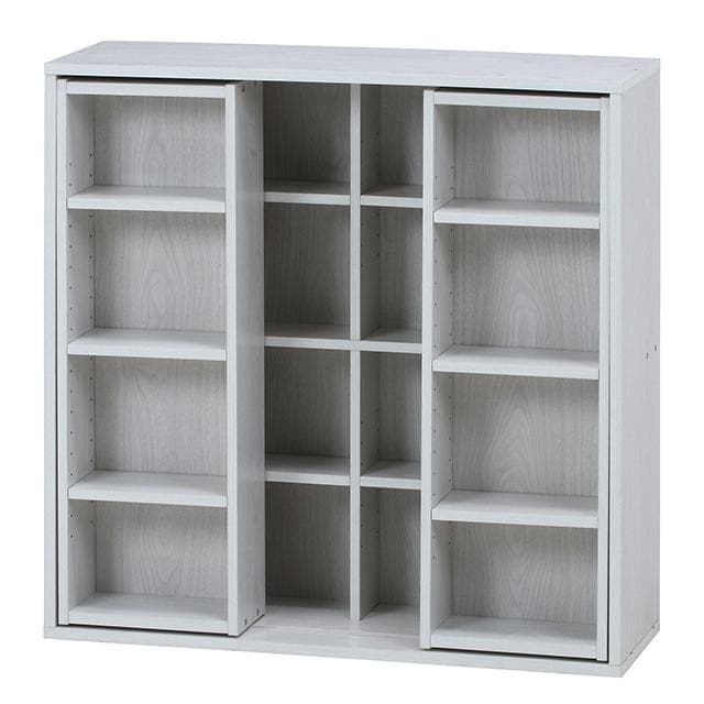 ダブルスライド収納棚 W90 ホワイトウォッシュ