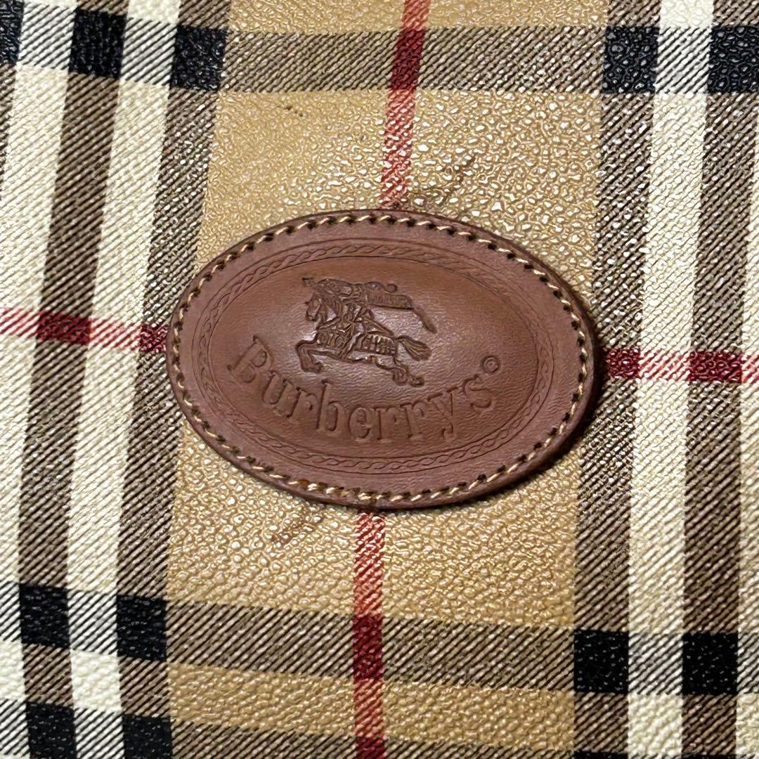 バーバリーズ ボストンバッグ ノバチェック PVC 本革 ショルダーストラップ
