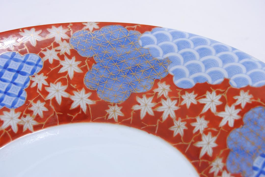 オールド深川　深鉢 紅葉 青海波 七宝文 深川製磁