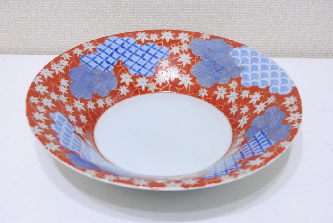 オールド深川　深鉢 紅葉 青海波 七宝文 深川製磁