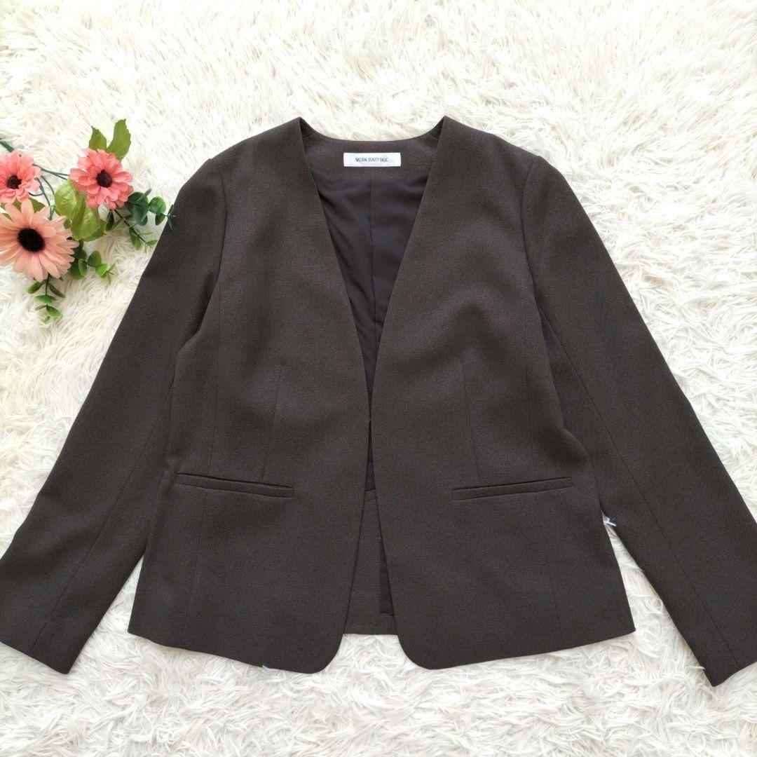 未使用級♡ナチュラルビューティーベーシックパンツスーツセットアップ ブラウン L