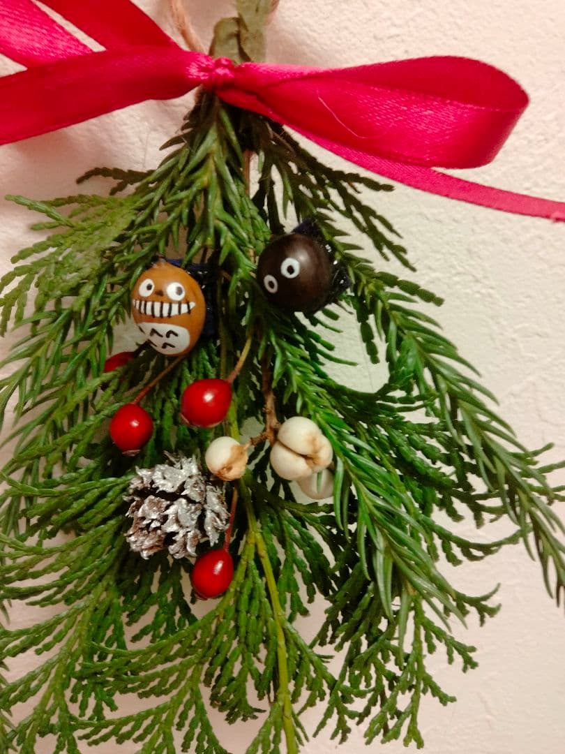 森のお友達　プレゼントをお届けに〰️♥クリスマスリース　フレッシュ