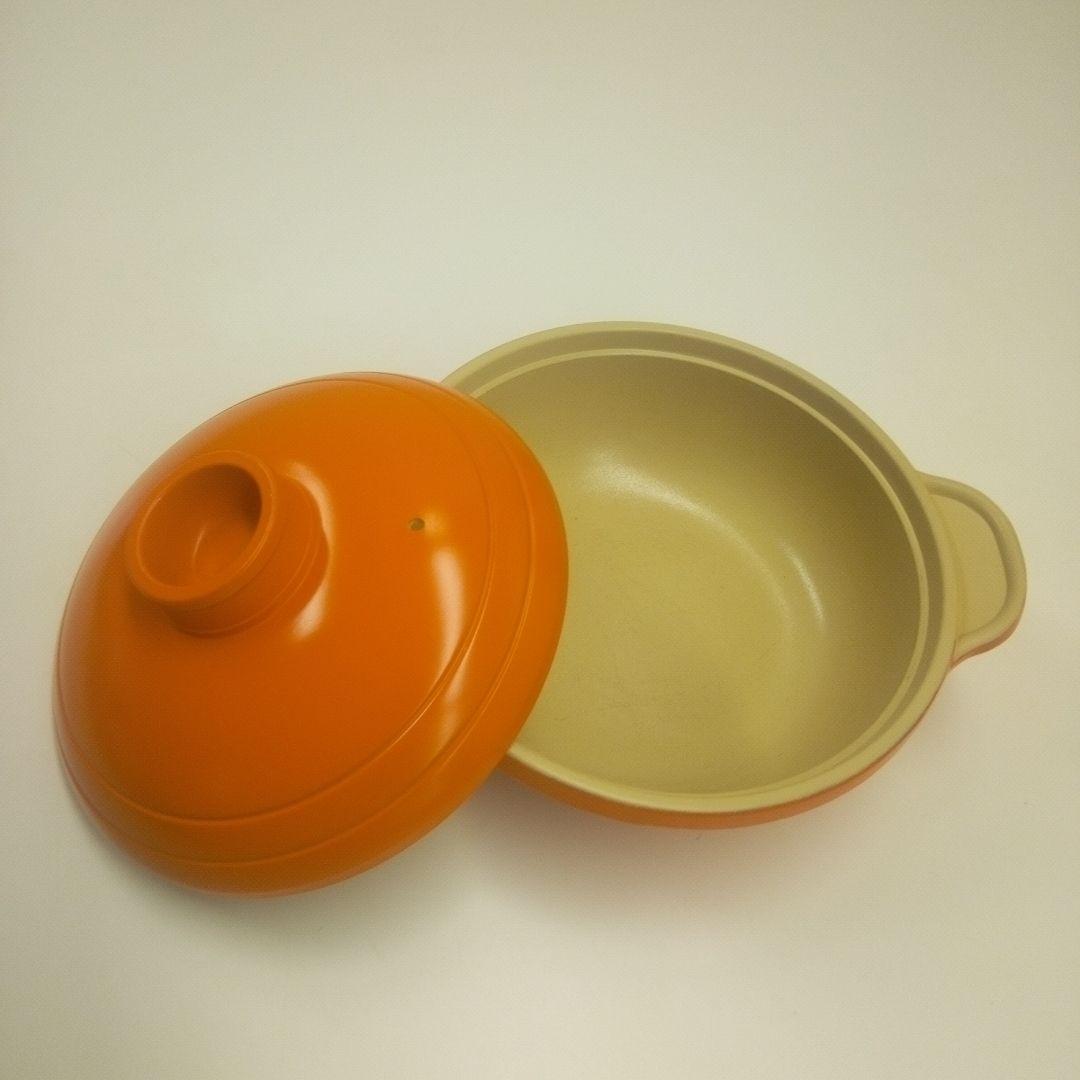オレンジ 陶器製 中型土鍋