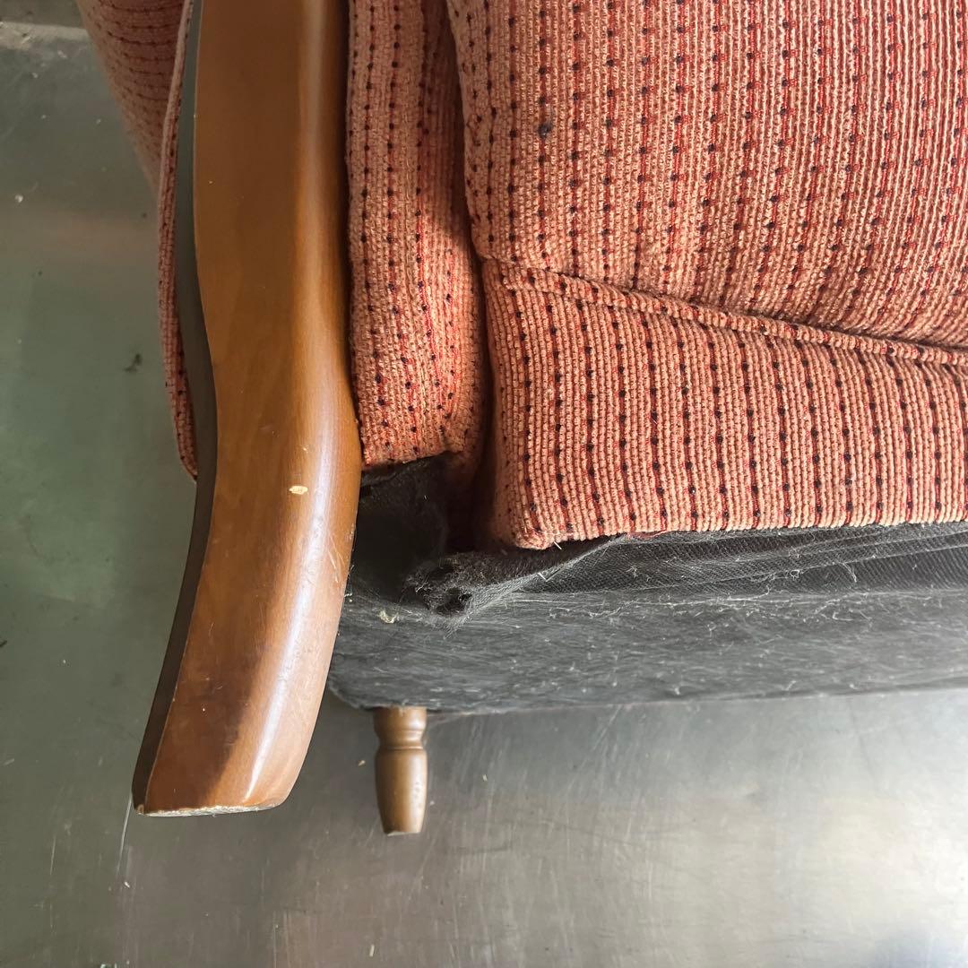 北欧レトロ ミッドセンチュリー 2人掛けソファー アームチェア ピンク 古家具