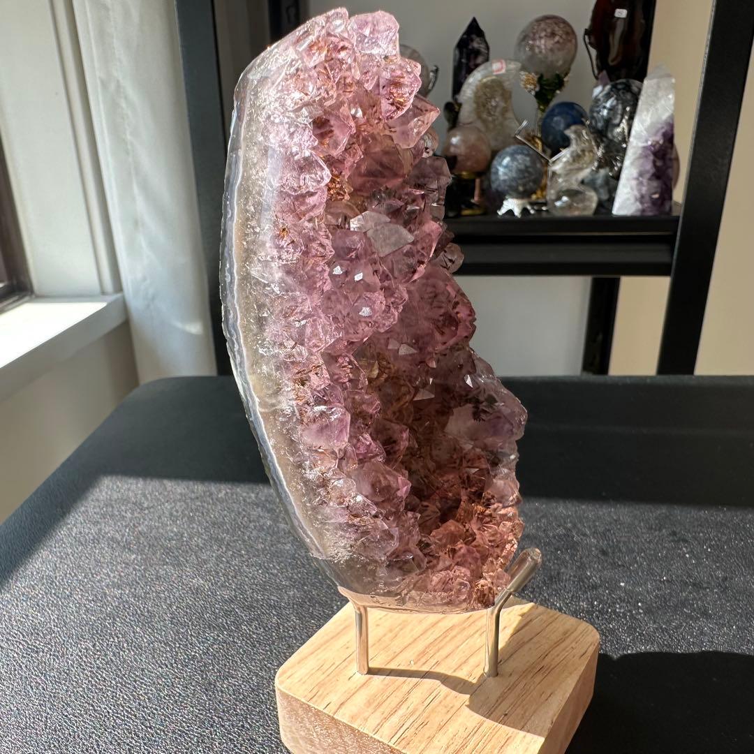 天然石タイチンルチルクォーツ共生アメジストの原石　置物NO.022408