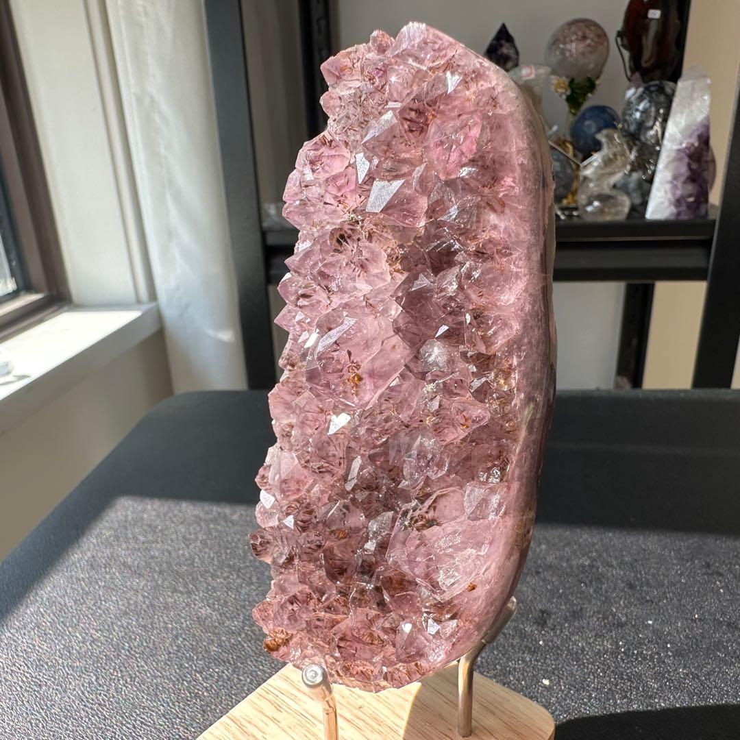 天然石タイチンルチルクォーツ共生アメジストの原石　置物NO.022408