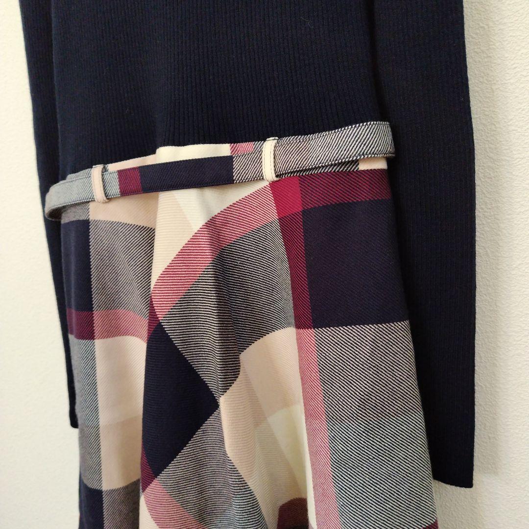 【専用】バーバリーブルーレーベル ニット ドッキング チェック ワンピース 38