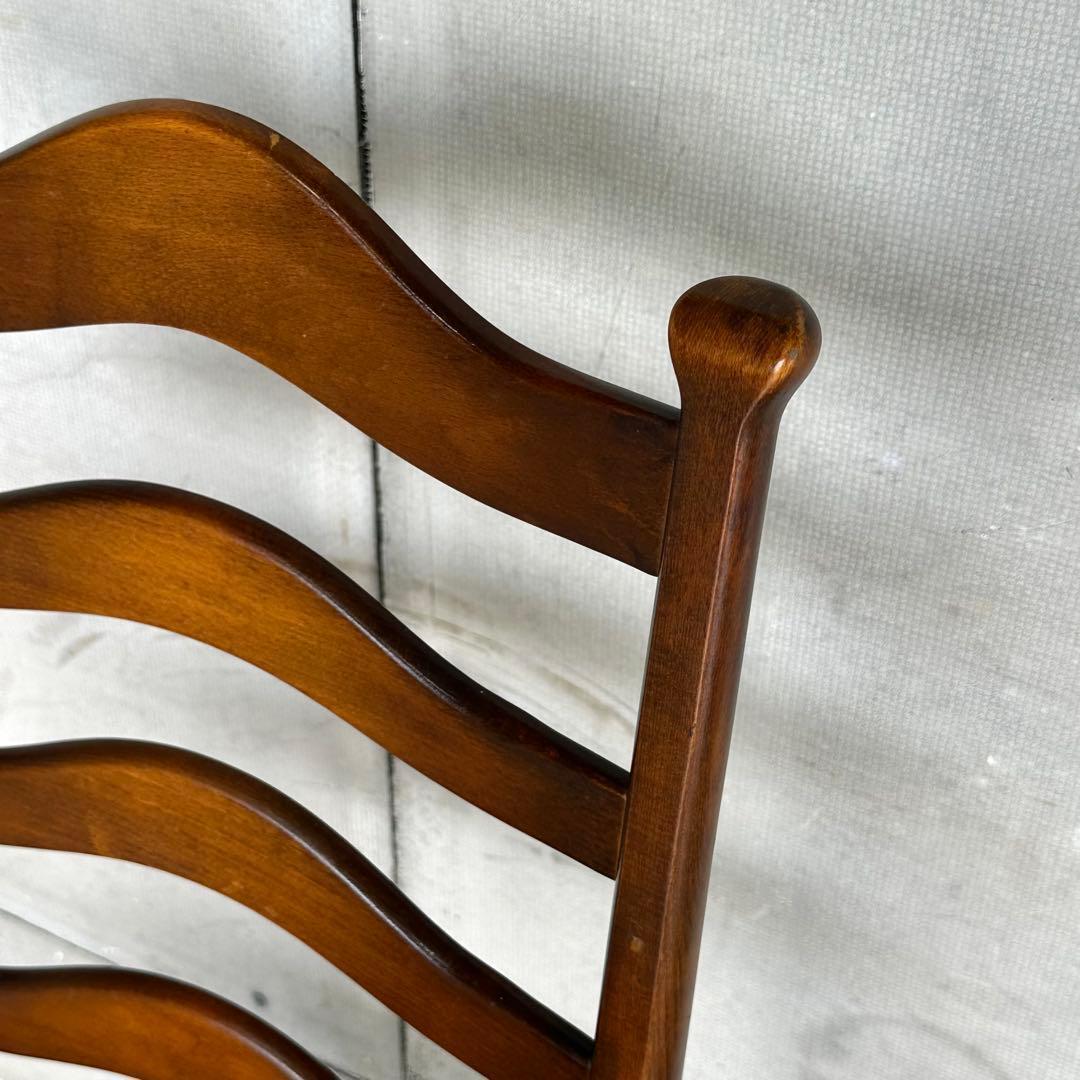 飛騨産業 キツツキ マーク｜ 花柄座面 ラダーバックチェア ｜ 昭和レトロ家具