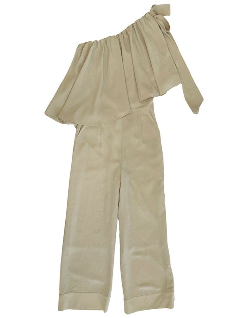 アニュアンス anuans ワンショル フリル オールインワン S ベージュ