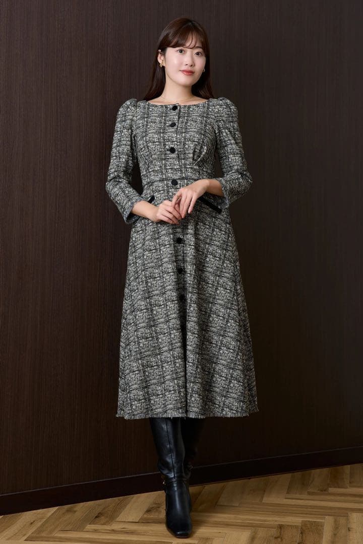 ワンピース Herlipto Classic Tweed Midi Dress