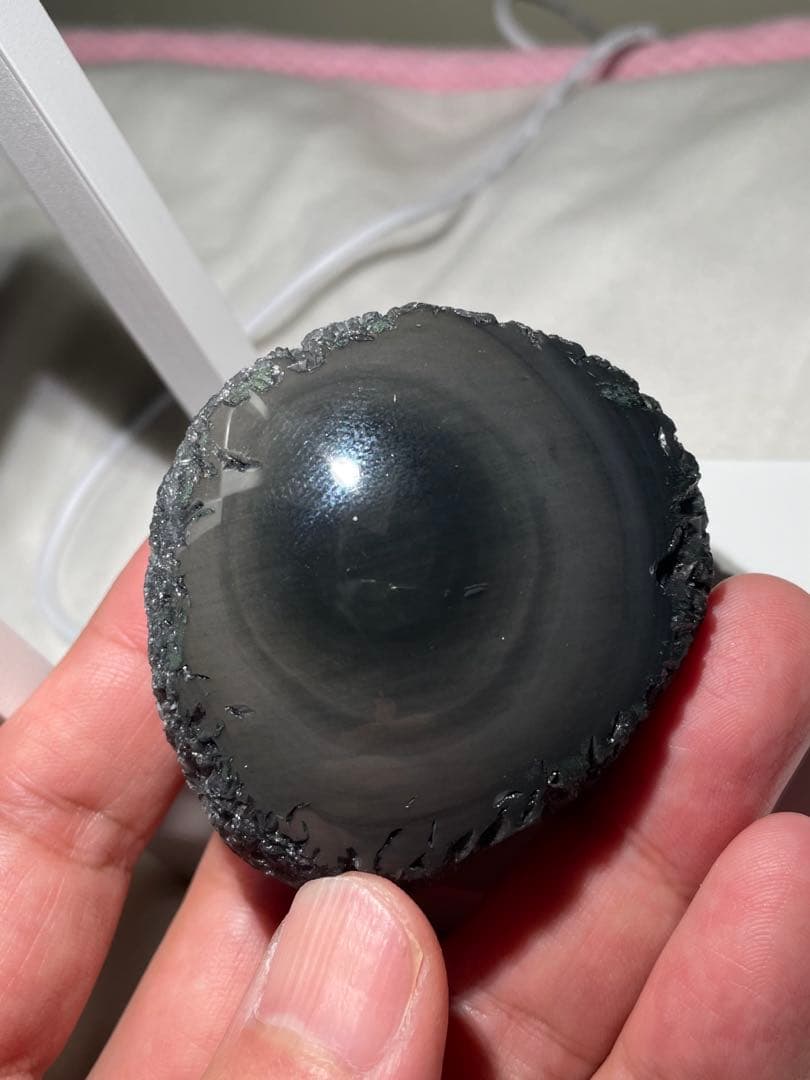 研磨品　十勝石玲瓏　淡イエロー、ピンク　レインボーオブシディアン