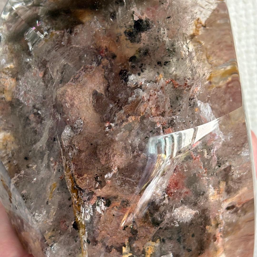 高品質 天然石 水入り流砂 四季ガーデンクォーツ原石置物900g