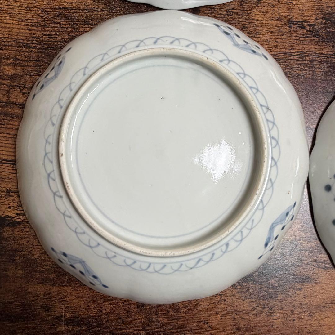 古伊万里　赤絵麒麟図七寸皿五客　大皿/中皿/アンティーク/お皿 020