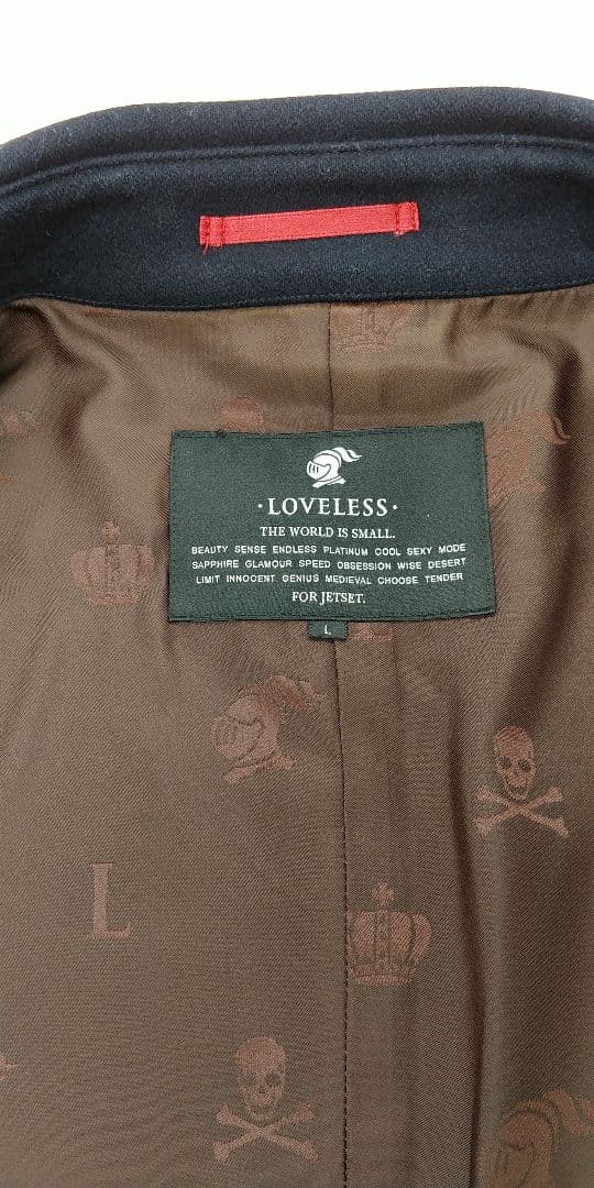 極美品 LOVELESS ラブレス ウール ステンカラー コート メンズ L 紺