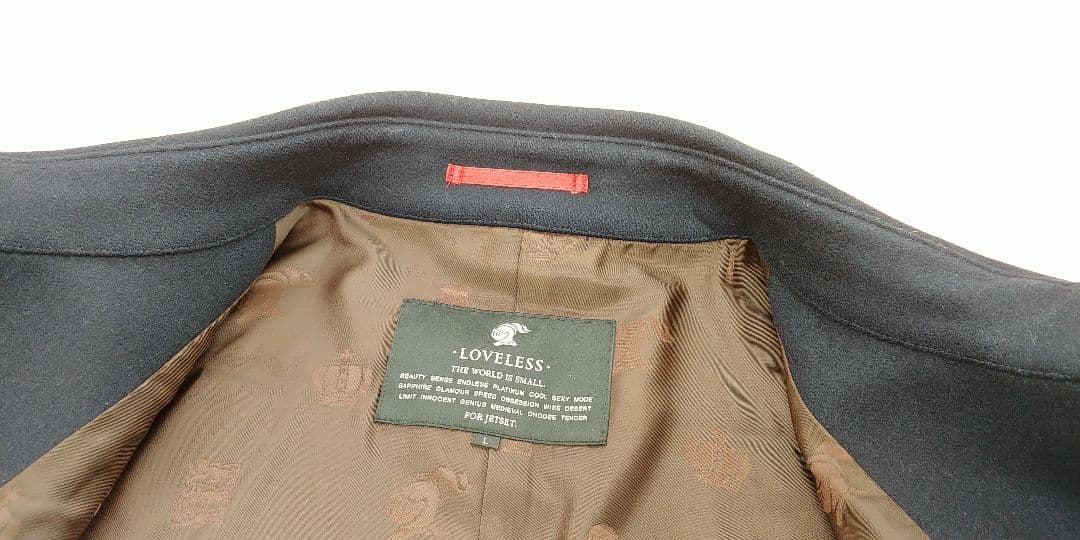 極美品 LOVELESS ラブレス ウール ステンカラー コート メンズ L 紺