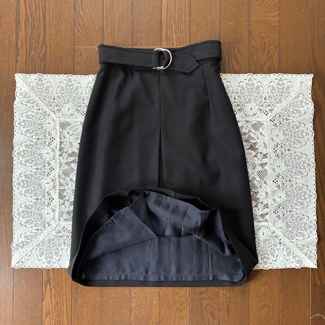 エルメス　プリーツウールスカート