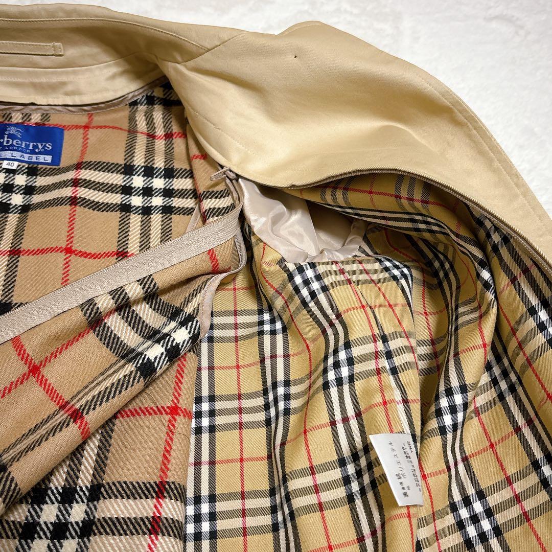 バーバリーブルーレーベル ステンカラーコート ノバチェック ライナー付　L