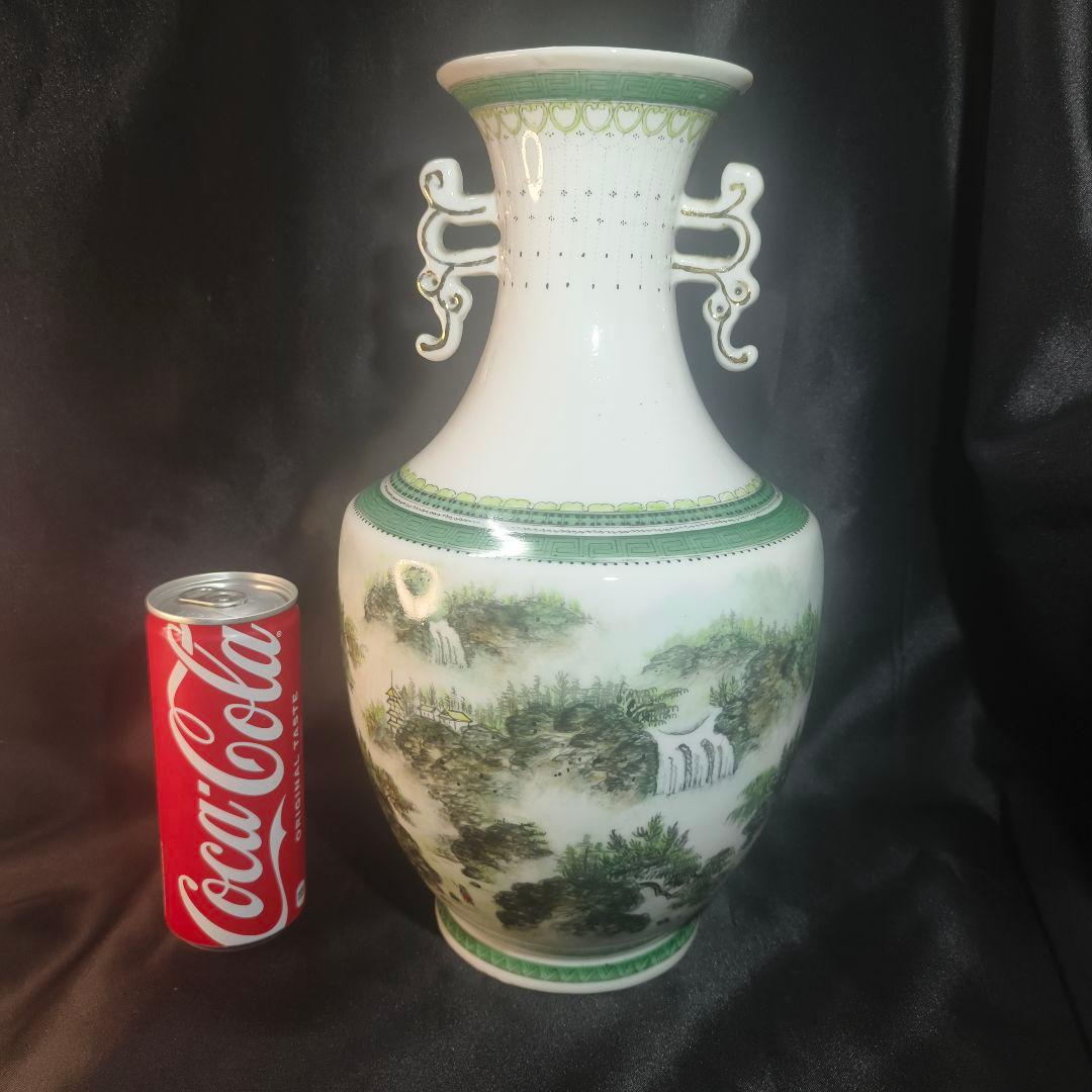 中国花瓶 手描き山水風景図 建窯 作家物 古美術 時代物 蒐集家放出美品 骨董