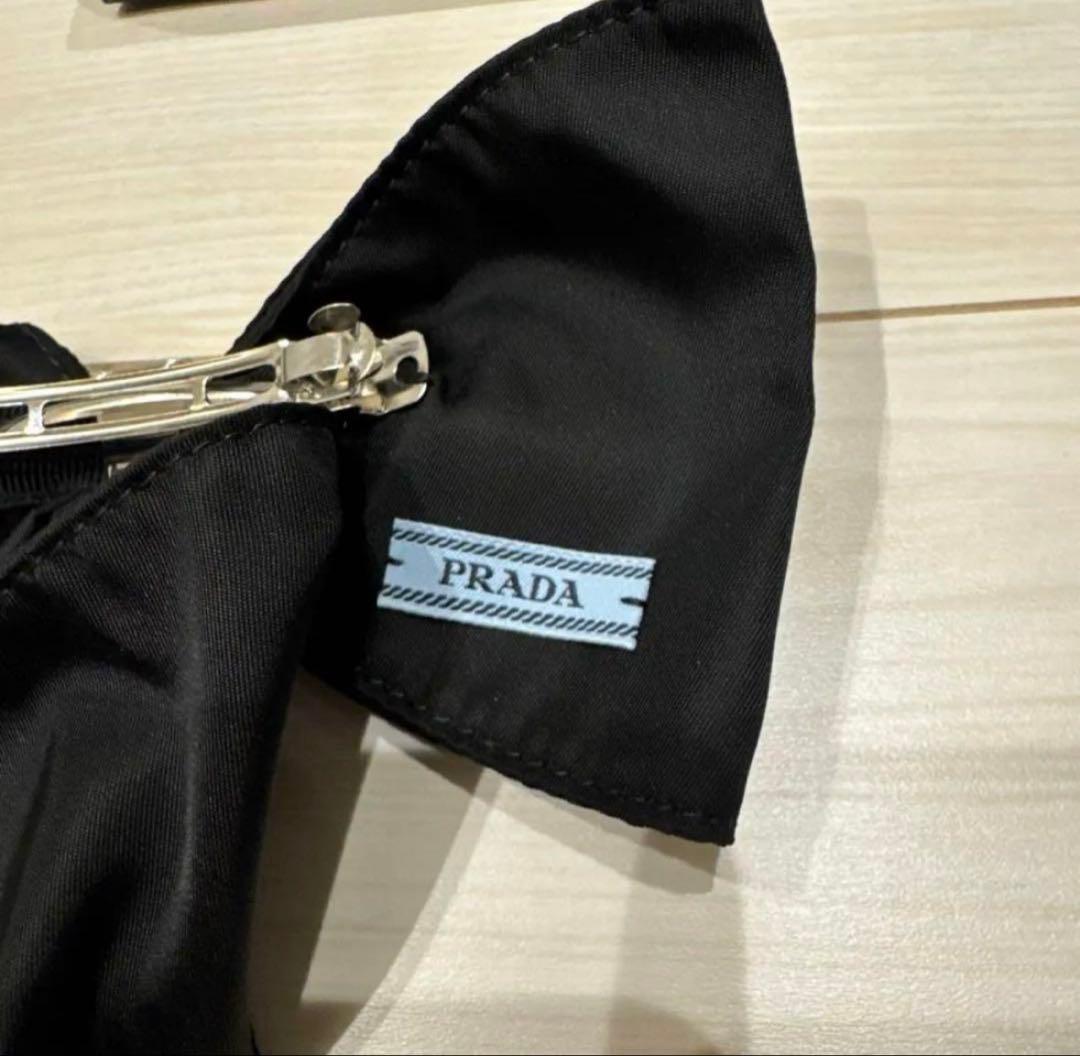 PRADA リボン ヘア クリップ バレッタ Re-Nylon