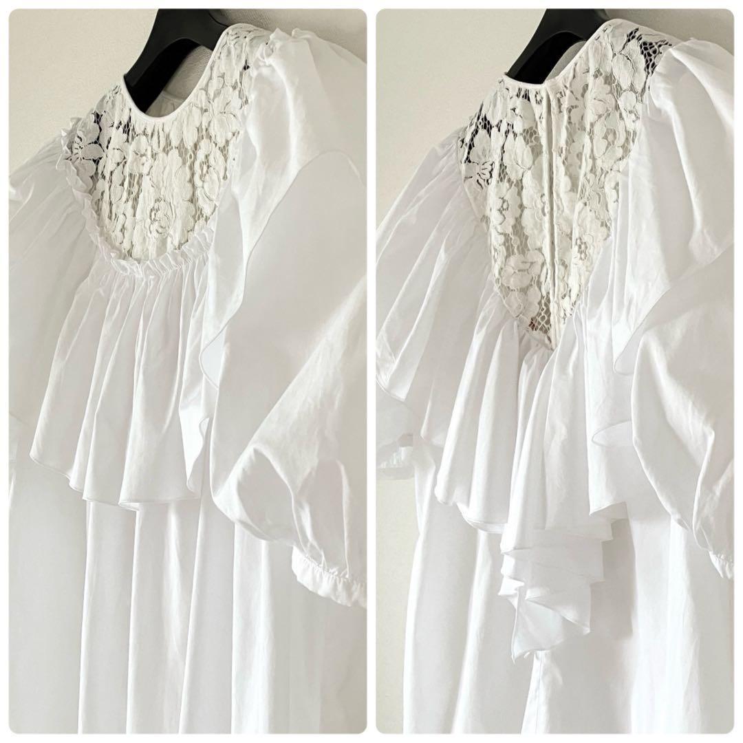 ヌメロヴェントゥーノ 19SS コットン100% レースブラウス 38 ホワイト