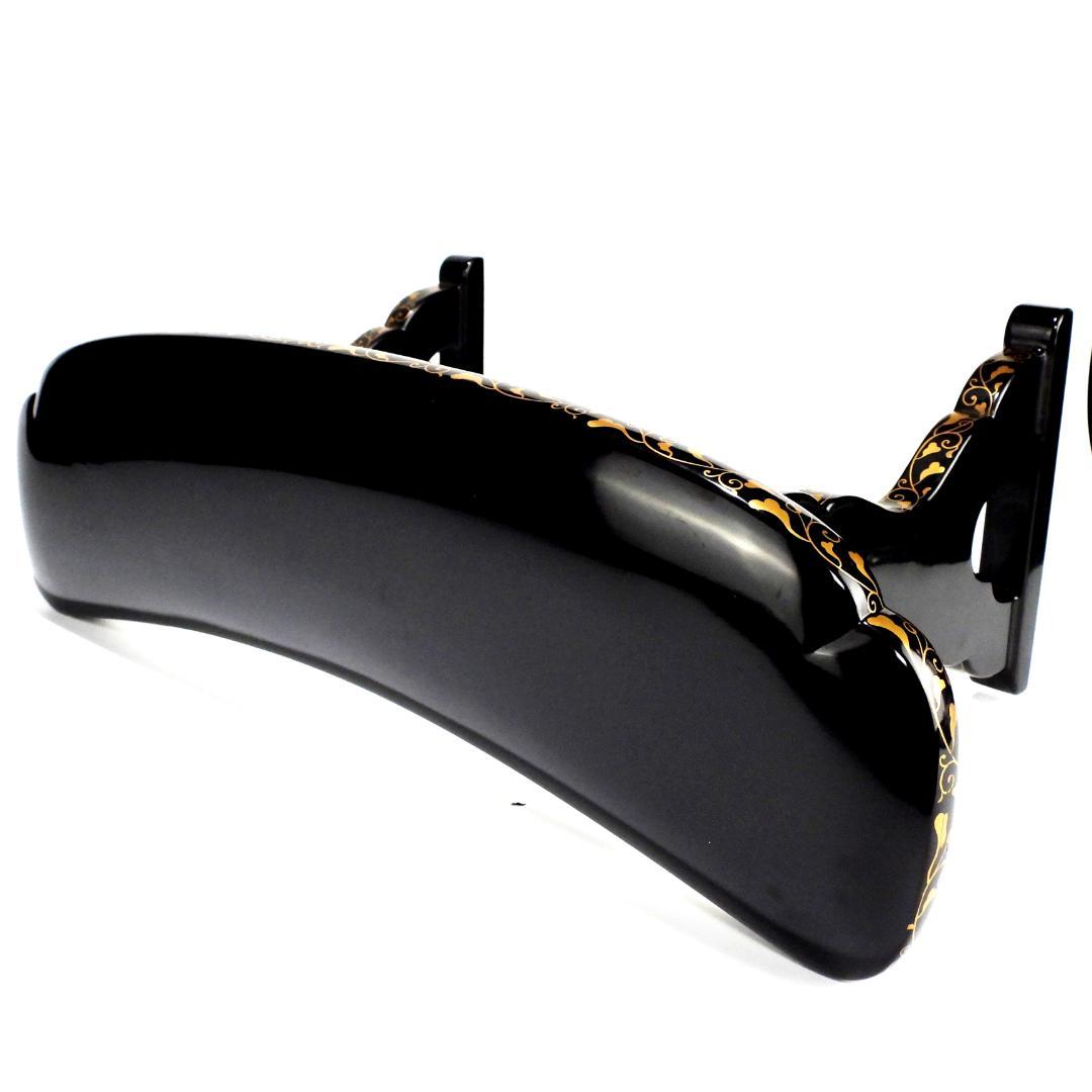 時代物 唐草金蒔絵 脇息 肘置 黒塗 木製