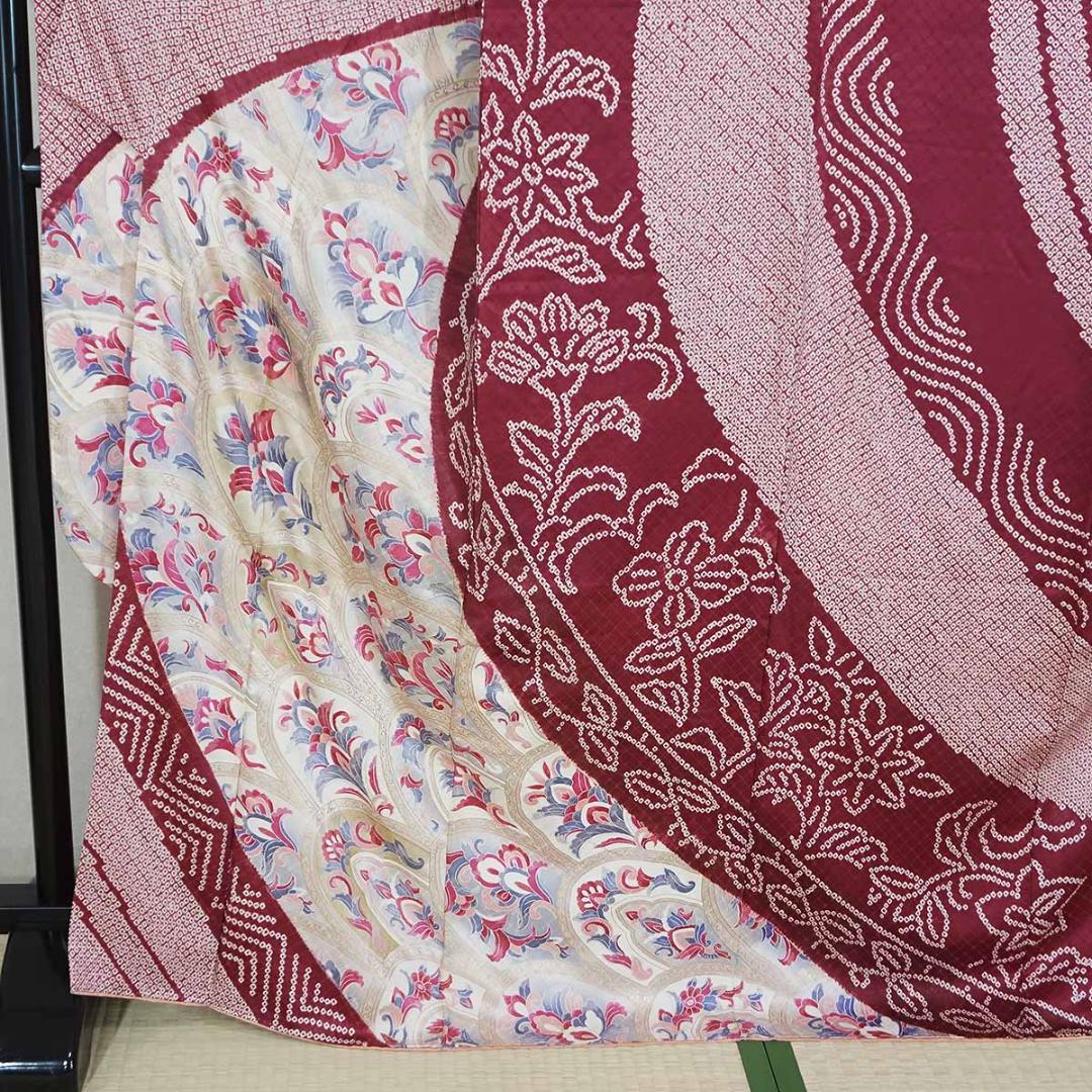 165-170cm　LLサイズ　渋紫　正絹振袖　長じゅばんセット　　a202