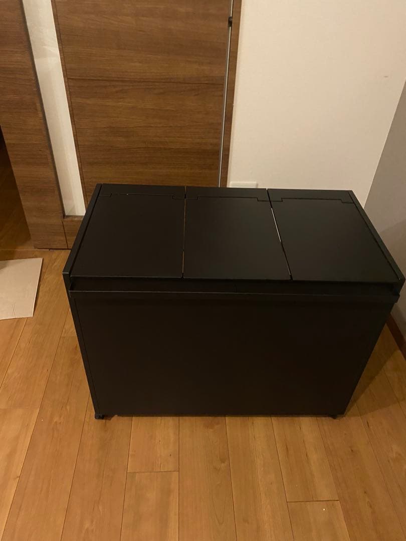 山崎実業 Tower・タワー 目隠し蓋付き 3分別ダストワゴン 黒　新品　未使用