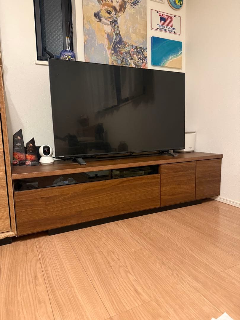 ウッド調モダンテレビ台 引き出し付き