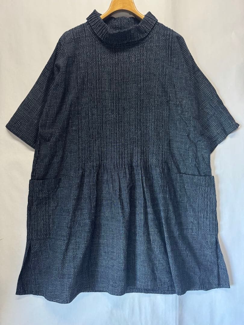 福岡久留米絣工房 藍木野 ピンタックプルオーバー ワンピース チュニック
