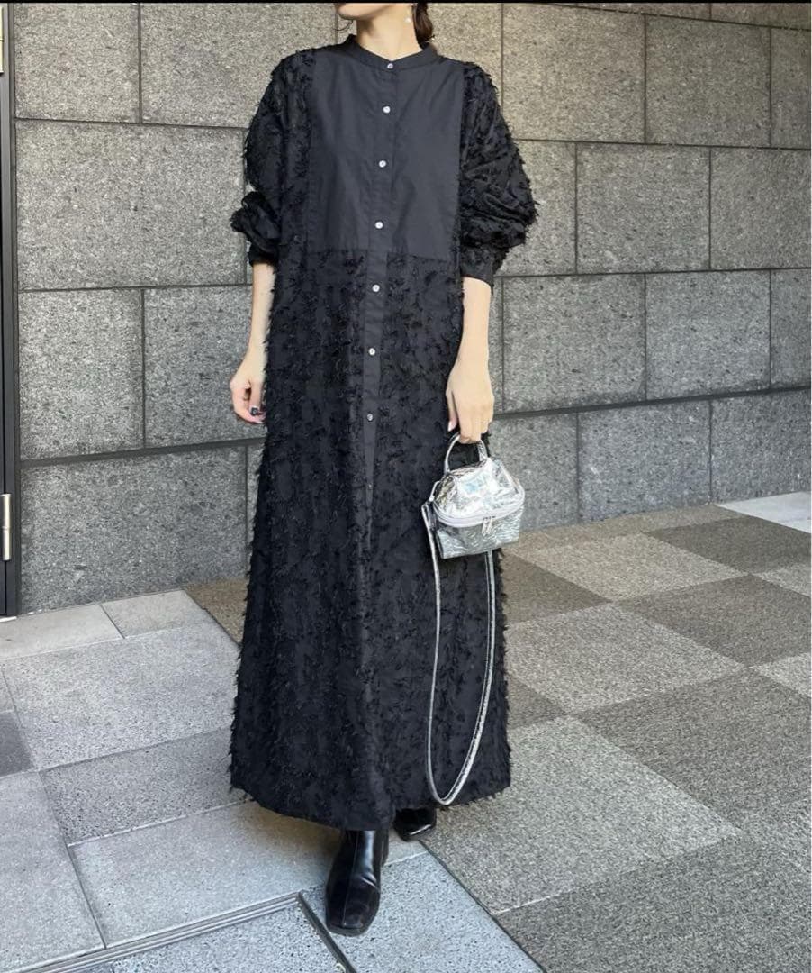 CAPRICIEUX LEMAGE ワンピース　フリンジ　ブラック　前ボタン