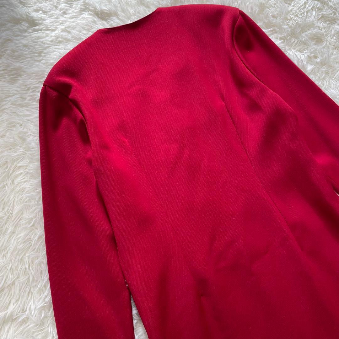 美品✨ クリスチャンディオール ノーカラー ウール ロングコート 赤 L 40