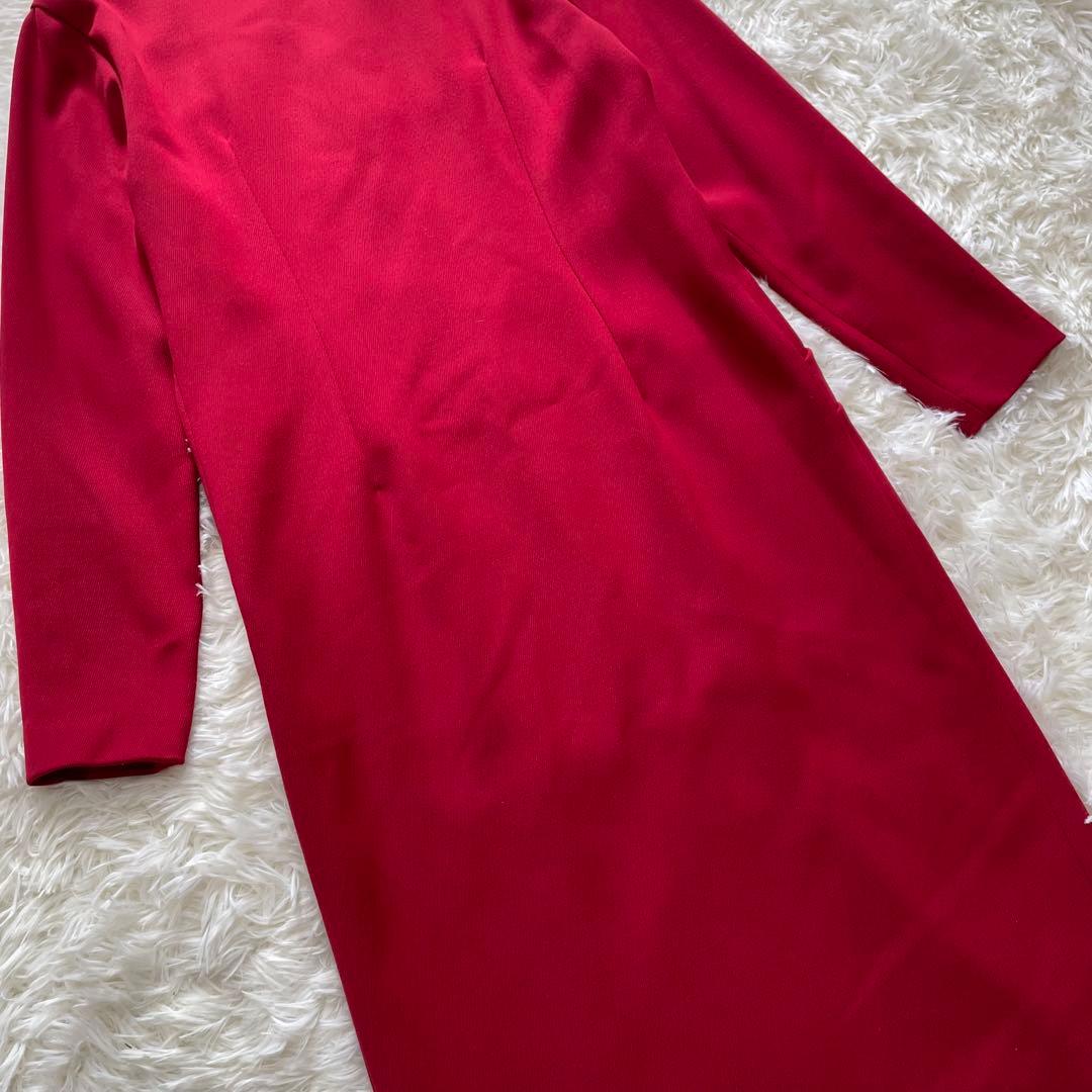 美品✨ クリスチャンディオール ノーカラー ウール ロングコート 赤 L 40