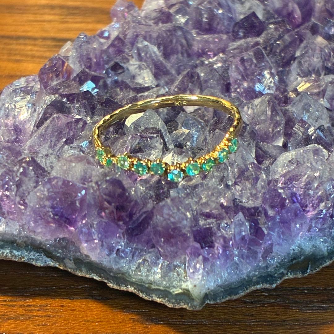 パライバトルマリン ハーフエタニティリング K18 9号