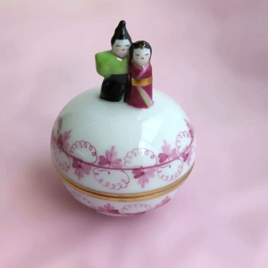 美品HEREND パセリピンク 　ひな小筺　ボンボニエール　雛まつり